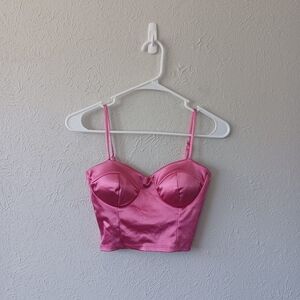 Liz & Sara Pink Satin Bustier Top
